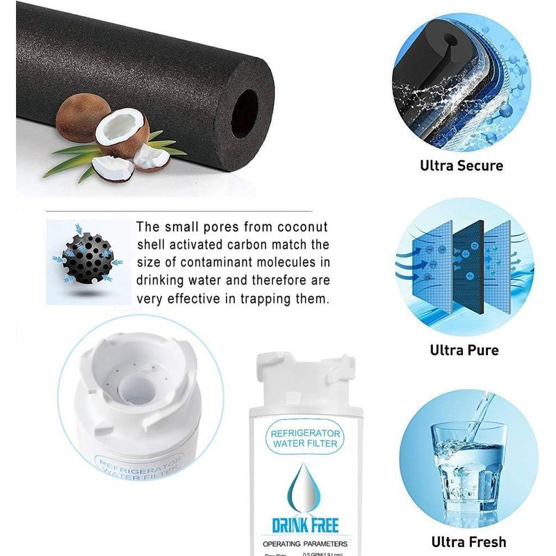 Drinkfree Refrigerator Water Filter Compatible with Frigidaire EPTWFU01 Puresource Ultra