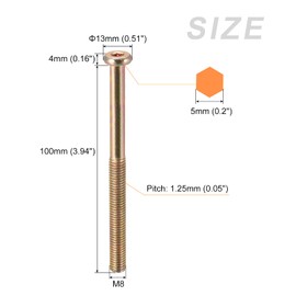 METALLIXITY Hex Socket Head Machine Screws, (M8x100mm) 10Pcs, Carbon Steel Half Thread Screws - for Machinery, Furniture, DIY