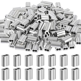 Yaocom 200 Pcs 1/8" Aluminum Crimping Loop Sleeve Cable Crimp Ferrules Wire Rope Sleeves for 1/8" Diameter Wire Rope and Cable Line Ends