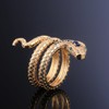 Gold Coiled Snake Ring, Reptile Serpent Ring for Men, Blue