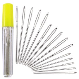 Redamancy Large Eye Blunt Needles, Darning Needles, 15 Pcs 3 Sizes Yarn Knitting Needles Sewing, Stainless Steel, Big Eye Needles for Wool, Crochet and Yarn Knitting, 5.1 cm, 6.1 cm, 6.9 cm