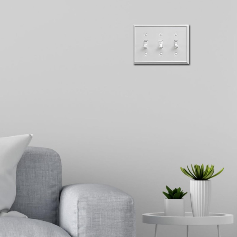 OKAWYC Triple Toggle Light Switch Cover Aria Metal Wall Plate,