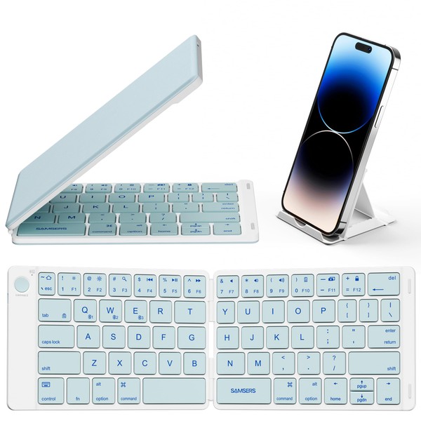 Samsers Bluetooth Foldable Keyboard, Wireless Portable Folding Keyboard, Full-Size Ultra-Slim