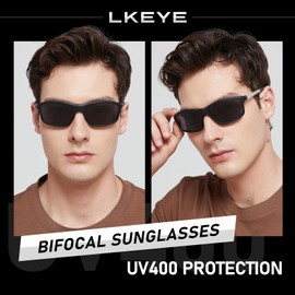 LKEYE Sunglasses Men Women Bifocal Sun Reading Glasses Sports Style Fishing Driving UV400 Readers Spring Hinge Eyewear 2Pack +1.5
