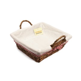 WoodLuv Sqaure Wicker Hamper Basket with White Lining 30X31CM