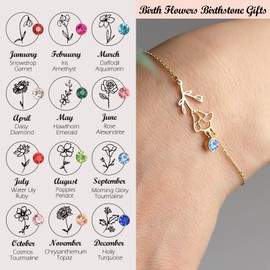 Nupdot September Birth Flower Bracelets, 14K Gold Plated Birth Month Morning Glory Floral Birthstone Charm Bracelets Wildflower Jewelry Sep. Birthday Gifts for Women