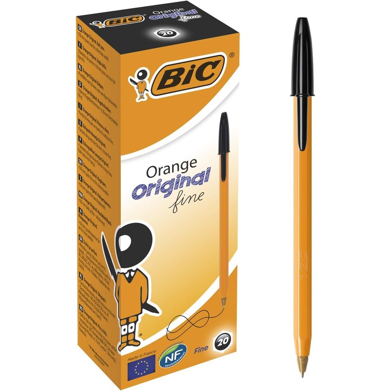 Bic Orange Fine Ballpoint Pens, Fine Point (0.8 mm), Black