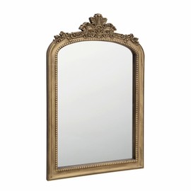 PILIHOME Vintage Gold Pine Wall Mirror - 24x36 inch, Large Antique Ornate Fireplace Mantel Mirror, Baroque Carved Bathroom Vanity Mirror | Entryway Mirror | Hallway Mirror(Gold)