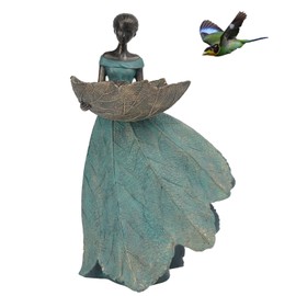 DiliComing Fairy Garden-Statue Bird Feeder - 12 Inch Fairy Statue for Home Decoration, Resin Outdoor Statues for Garden Decoration, Best Bird Feeder Garden Gift for Women 12 x 7.5 x 5 Inch