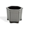 4" Oriental Reactive Glazed Hexagon Shaped Planter Pot with Decorative
