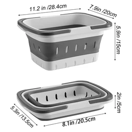 MINDFARGE Portable Folding Plastic Bath Caddy with Handle, Perforated, Travel Bathroom Organizer for Bedroom, Bathroom, Shower, Dorm Room, Camping and RV Use (Orange, 2 pack)