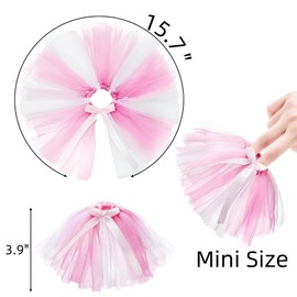 Mezhi 16 Pack Mini Tutu Table Skirt Wine Bottle Cover, Pink and White Tulle Tutu Table Skirt Decor, Tutu Garland Tulle Table Centerpieces for Wedding, Baby Shower, Birthday Party