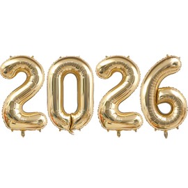 Huge Light Gold 2026 New Year Balloons 40 Inch 2025 Champagne Gold Mylar Foil Helium Number Balloons Christmas New Year Eve Graduation Party Decorations Supplies