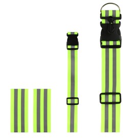 4pcs Hi Vis Reflective Running Gears: 1 High Visibility Reflective Sash,1 High Vis Straps,2 Reflective Armbands, Adjustable Reflective Belt Sash for Women Men Walking Cycling Running Reflective Gear