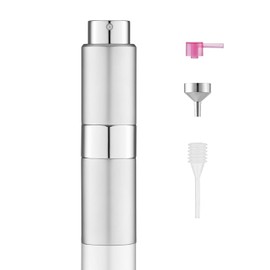 Toureal Perfume Atomiser for Travel, 20 ml, Travel Perfume Filler for Holidays, Mini Perfume Travel Bottle Atomiser, Refillable, Empty and Small Perfume Bottles for Filling, Silver