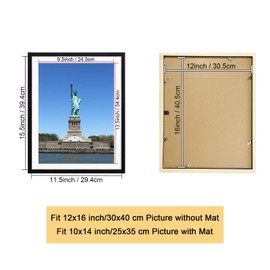 4 Pack 12x16 Picture Frame Wood Diamond Painting Frames 30x40cm Diamond Art Frame Display 10x14 in/ 25x35cm with Mat or 12x16 in/ 30x40 cm Without Mat Photo Gallery Frame Set for Wall Hanging - Black