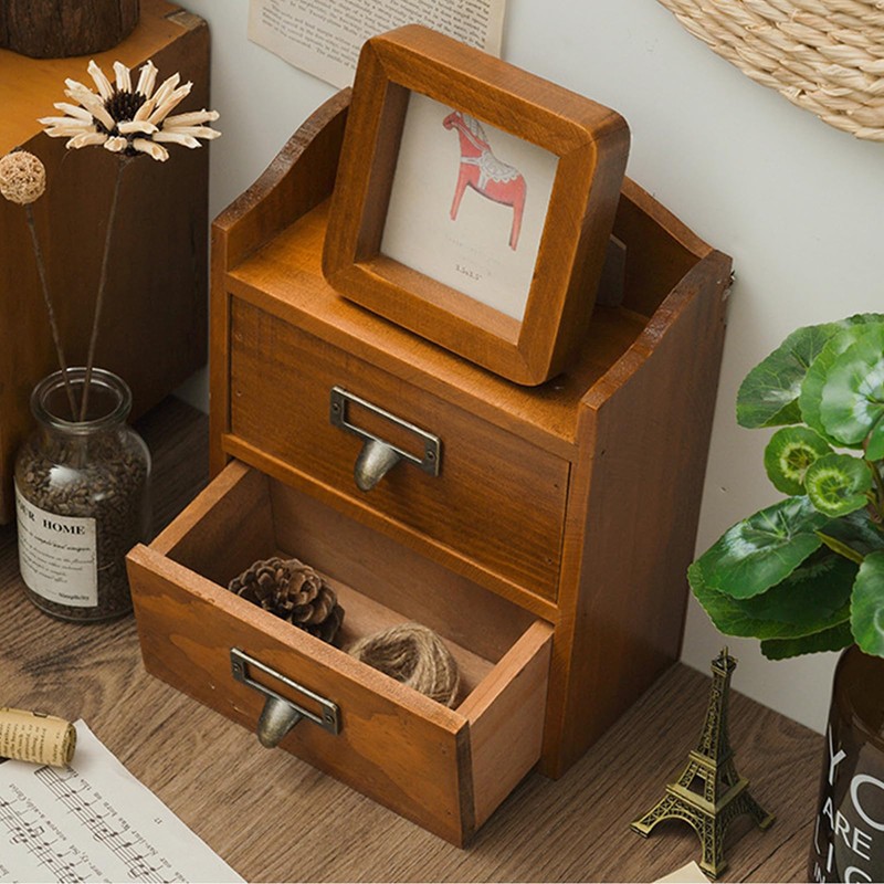 QoTang Floating Nightstand Shelf with Drawer Rustic Wood Floating Wall