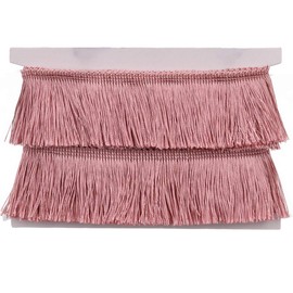 Fringe Trim Tassel Lace 2.5Inch Width 5 Yards Long for Clothes Accessories Latin Wedding Dress and DIY Lamp Shade Decoration (Blush, 2.5Inch)