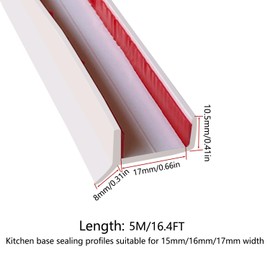 Skirting Board Kitchen Skirting Profile Seal for Kitchen Plinth for 15 mm 16 mm 17 mm Wood Thickness Sealing Profile for Kitchen Plinth 5 m (Transparent, 5)
