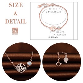 Infinite U Women's girl's bracelet, 925 sterling silver bracelet, Tree of Life Bracelet, Inlaid zircon, Adjustable Link, Birthday christmas gift