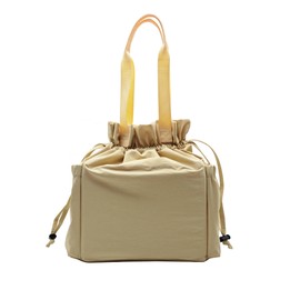 Stylish Reusable Drawstring Insulated Lunch Tote Bag Cinch Closure Lunch Carrying Cooler Bag For Women work with functional pockets (light apricot)