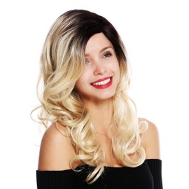 WIG ME UP - VK-25-MT women's quality wig partial monofilament parting long ombre black blonde highlights