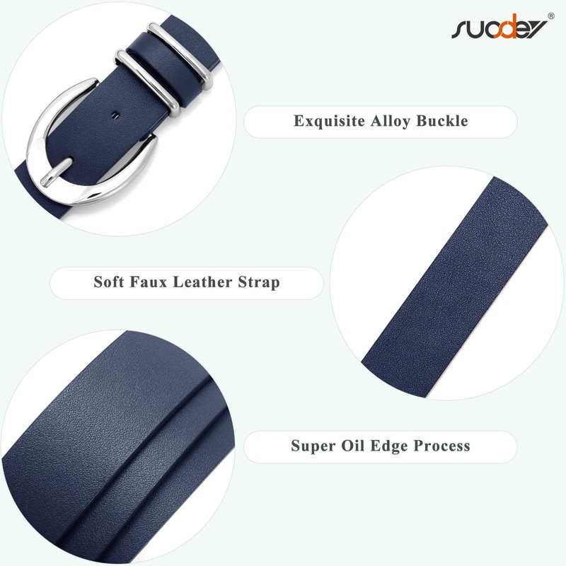 SUOSDEY Women Leather Belt for Jeans Pants, Skinny Dress Waist