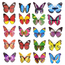 FENGQQKJ Butterfly Decoration with Clip Spring Decoration Pack of 20 Butterfly Clips Artificial Colourful Butterfly Decoration Garden Metal Butterfly for Branches Outdoor Table Decoration