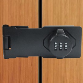 ISDVBUY 1 PCS Keyless Bifold Door Lock, 3-Digit Mechanical Password Rotary Hasp Locks Cabinet Locks, for Outdoor Garden Combination Door Security Gate