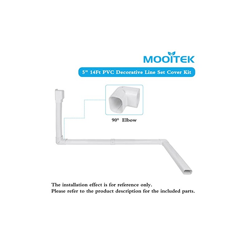 MOOITEK 5" 17Ft PVC Decorative Line Set Cover Kit for