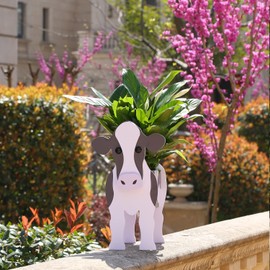Gochoi Cow Gifts for Cow Lovers,Cow Planter Plant Pot,Cute Cow Flower Pots for Outdoor Garden Decoration,Christmas or Birthday Gifts for Women,Office Home Decor Small Milk Cow