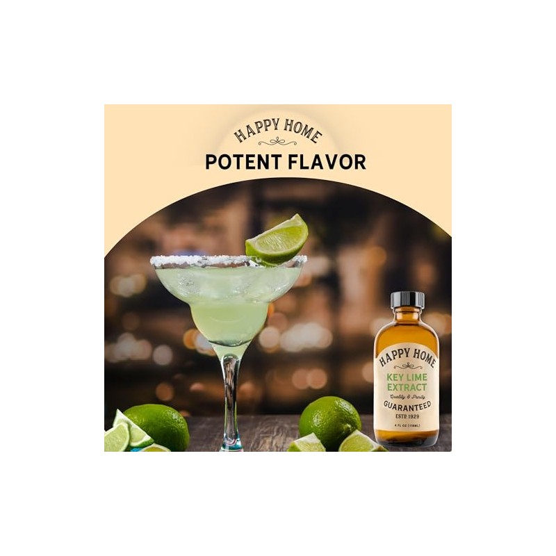 Happy Home Key Lime Extract, Natural, Dairy-Free, Nut-Free, Gluten-Free, Kosher,