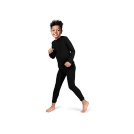 Rocky Thermal Underwear For Boys (Long Johns Thermal Set) Shirt & Pants, Base Layer w/Leggings/Bottoms Ski/Extreme Cold (Black - X-Large)