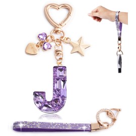 YILANFULL Initial Letter Keychain Bag Purse Charms Key Chains Women Cute Lanyards For Keys Purple Gifts