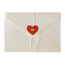 Envelopes with Drawstring Closure, 10 Pieces, White x Heart, 6.3 x 4.5 inches (161 x 114 mm), Thick, Brown, White, Eyelets, Seal, Invitations, Weddings, Greetings, Love Letters, Cute, Stylish