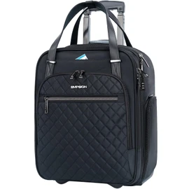EMPSIGN Underseat Carry On Wheeled - 16" Carry on Bag with Wheels Multi-functional Lightweight Rolling Bag Overnight Weekender Small Suitcase for Women Men Travel Business, Black