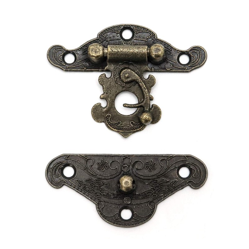 QWORK® 4 Sets Retro Hasps Latch Decorative Wood Jewelry Latch