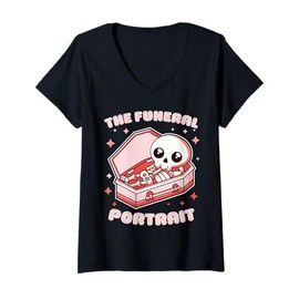 Womens The Funeral Portrait Coffin Skelleton Funny Sarcastic V-Neck T-Shirt