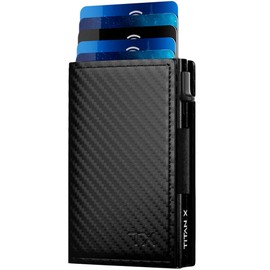 TITAN X Trifold Wallet | Minimalist Slim Metal and Leather anti RFID Wallet | Wallet for Men | Front Pocket Minimalist Wallet, Slim Wallet, Gift Boxed (Carbon Fiber)