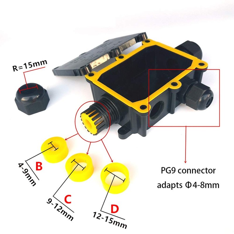 TOOLSTAR Junction Box, 2 Way IP68 Waterproof Electrical Junction Box,