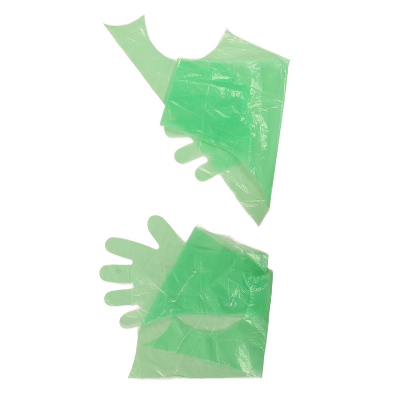 50Pcs Disposable Long Arm Glove PE Green Veterinary Examination Artificial