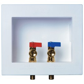 Water-Tite 82054 DU-ALL Dual-Drain Washing Machine Outlet Box - Quarter-Turn Brass Valves Installed, 1/2" CPVC Connection