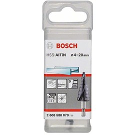 Bosch 2608588070 4/6/8/10/12/14/16/18/20 mm 1/4-Inch Hex HSS-AlTiN Step Drill Bits