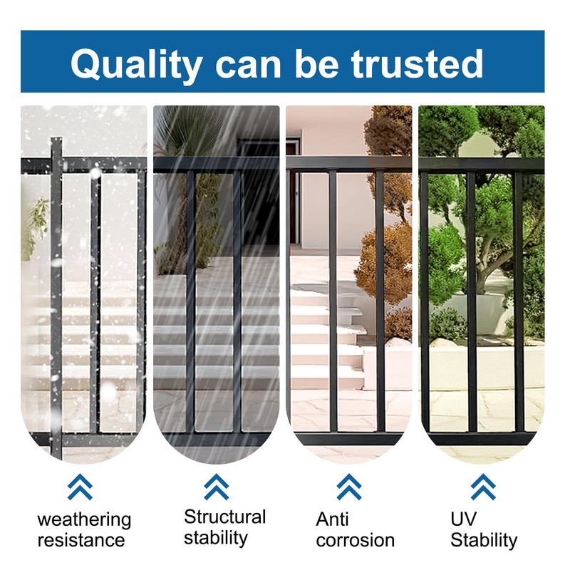 Metal Guard Railing Kit with Balusters 9 Railings，Black Decking Railings