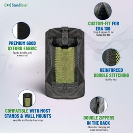 Black 600D Weatherproof Speaker Cover Custom Fit for Sonos Era100 Bluetooth Speaker with SoundFlap