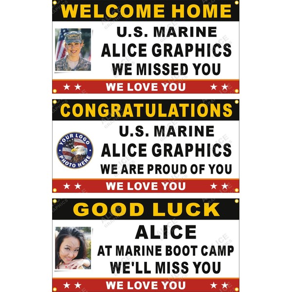 22" X 44" Custom Personalized US Marine Welcome Home Banner,