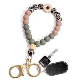 Lostars Wristlet Keychain Bracelet 14k Gold Keychain Cute Crystal Keychain Beaded Key Chain Wristlet for Car Keys (Daisy)