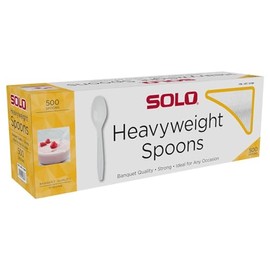 Generic SOLO Heavyweight Plastic White Spoons, 500/Case, Full Size, Textured Handle With Nature Products Cotton Cloth Napkin/Towel
