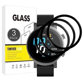 E-Hamii Screen Protector Compatible with TicWatch E3, Pack of 3, 3D Curved Full Cover, Scratch-Resistant, High Definition, Screen Protector for TicWatch E3