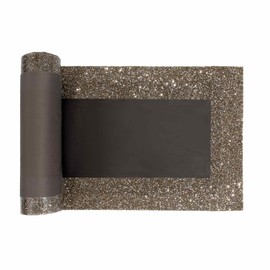 Luminous Border Table Runner, Sparkling Rhinestones on Soft Velvet, for Elegant Home Dining Table, Event, Wedding, Charcoal, 13x72, Sold Individually